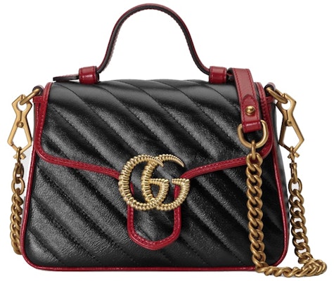 Gucci GG Marmont Top Handle Diagonal Matelasse Mini Black/Cerise Buy Gucci GG Marmont Top Handle Diagonal Matelasse Mini Black/Cerise