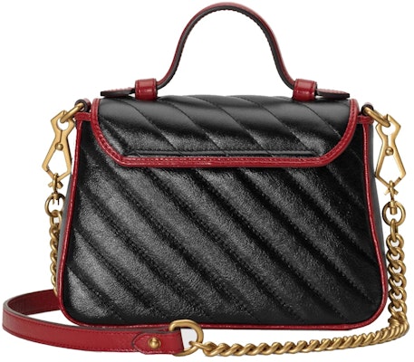 Gucci GG Marmont Top Handle Diagonal Matelasse Mini Black/Cerise Order Gucci GG Marmont Top Handle Diagonal Matelasse Mini Black/Cerise