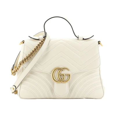 Gucci GG Marmont Top Handle Matelasse Medium White