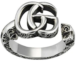 Order GUCCI GG Marmont 復古雙G 925純銀男女皆可戒指 YBC627760001