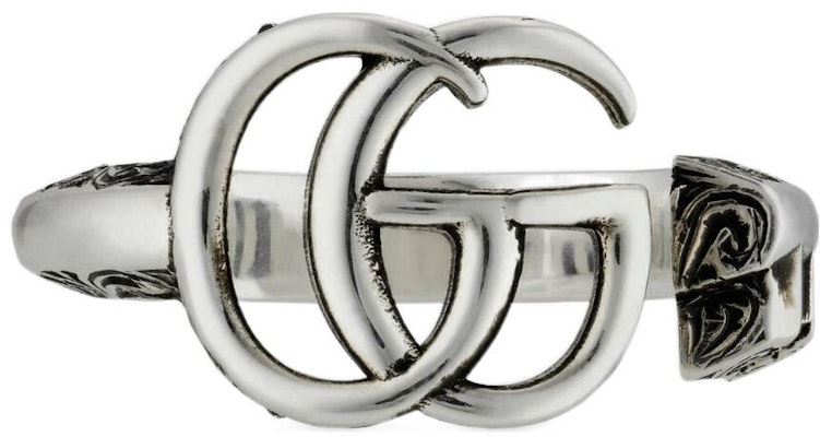 GUCCI GG Marmont Vintage Double G 925 Silver Unisex Ring. YBC627760001 Lookbook GUCCI GG Marmont Vintage Double G 925 Silver Unisex Ring. YBC627760001