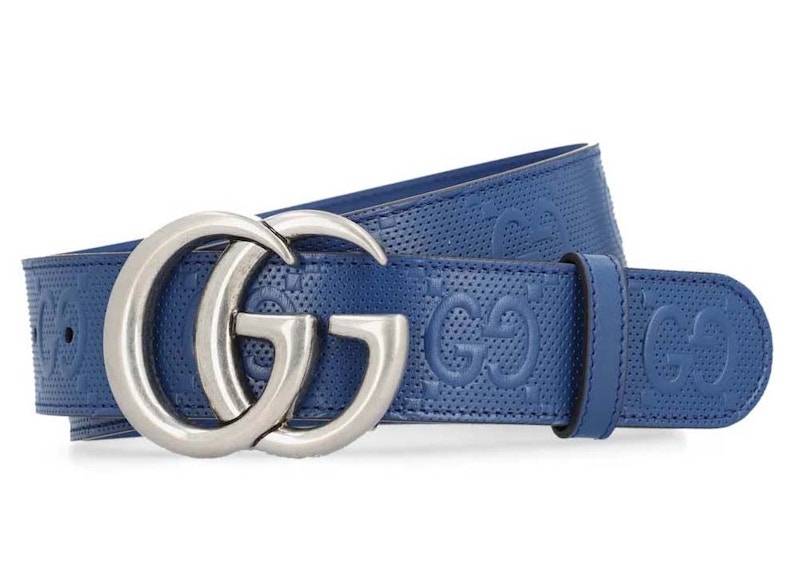 Gucci GG Marmont Wide Belt Navy/Silver
