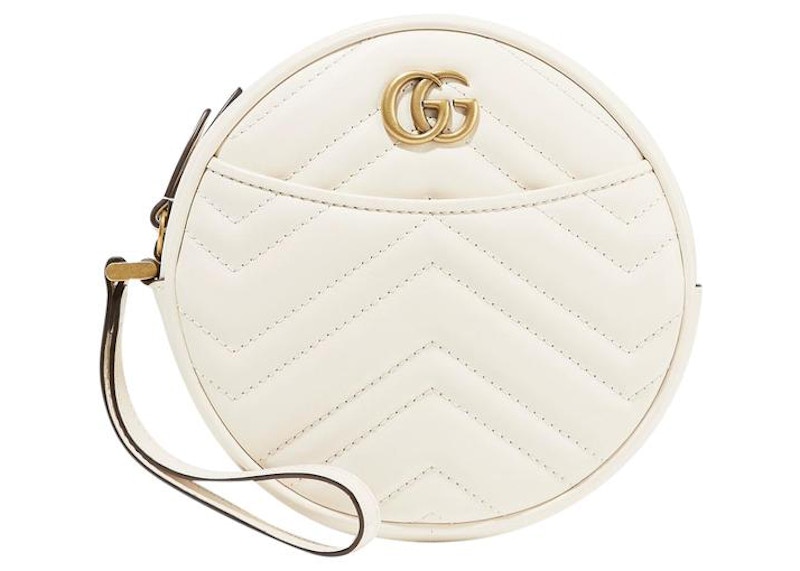 Gucci GG Marmont Wrist Wallet Round Matelasse White