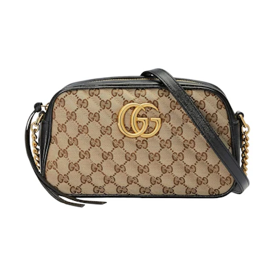 Gucci GG Marmont Zip Around Shoulder Bag Small Beige/Ebony