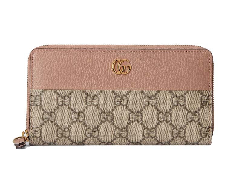 Gucci GG Marmont Zip Around Wallet Beige/Dusty Pink