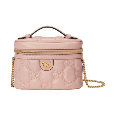 Gucci GG Matelasse Top Handle Bag Mini Quilted Light Pink