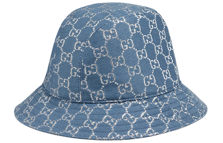 Shop GUCCI GG 金屬徽標淺藍色漁夫帽 631951-3HK74-4600
