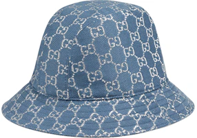 Shop GUCCI GG 金屬徽標淺藍色漁夫帽 631951-3HK74-4600