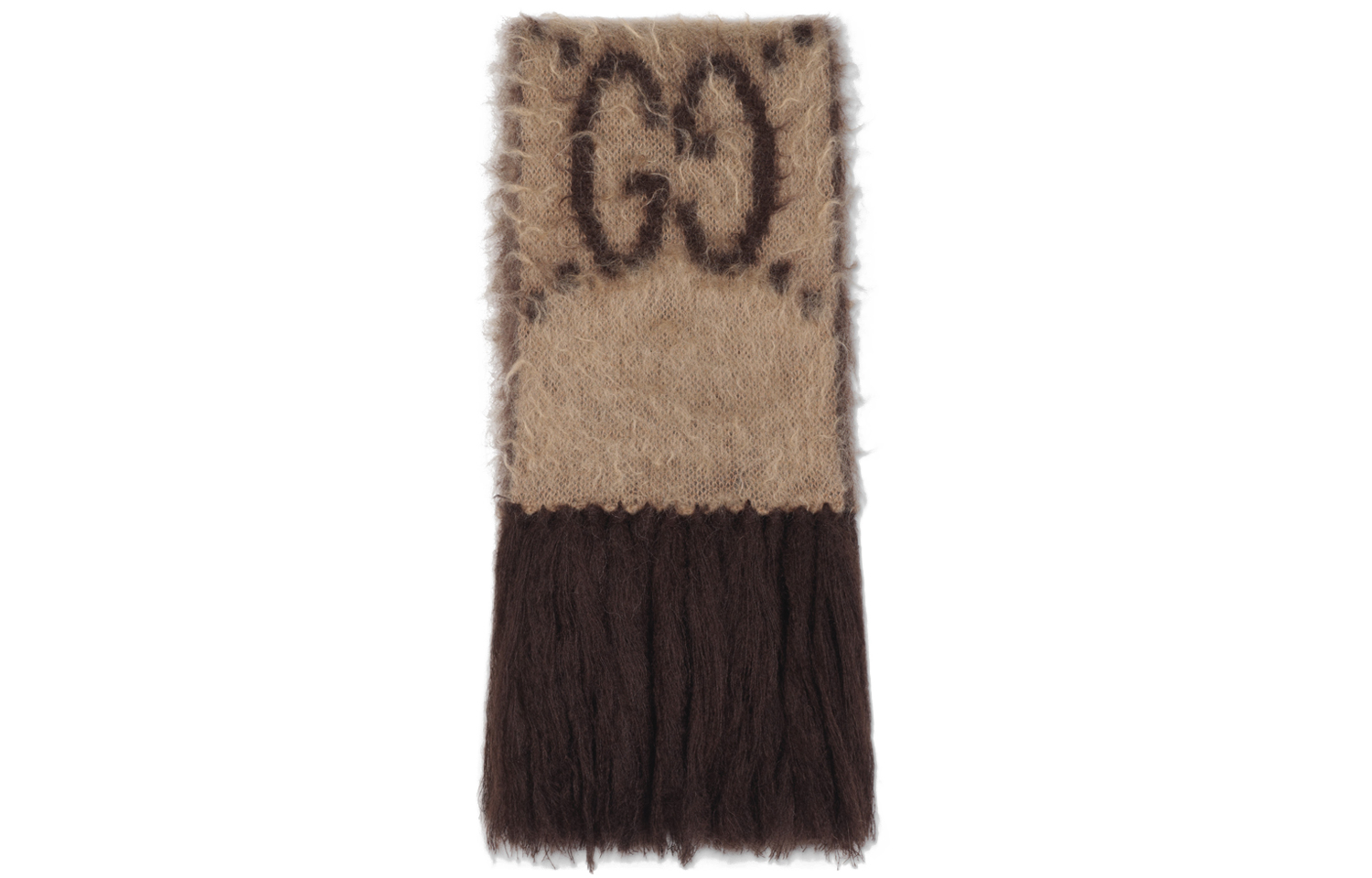 GUCCI GG Mohair-Wool Blend Fringe Scarf Unisex Beige/Brown 638680-3GF96-9764 圖 2