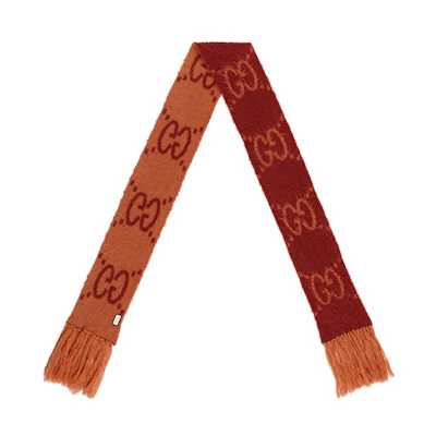 GUCCI GG Mohair Wool Blend Logo Scarf Orange/Red 638680-3GF96-6276