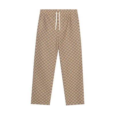 Gucci GG Monogram Beige Mid-Rise Relaxed Fit Casual Pants Men 658090-Z8AOV-9078