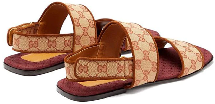 Gucci GG Monogram Slingback Flat Sandals 'Tan Red' 574492-G1710-8371 Lookbook Gucci GG Monogram Slingback Flat Sandals 'Tan Red' 574492-G1710-8371