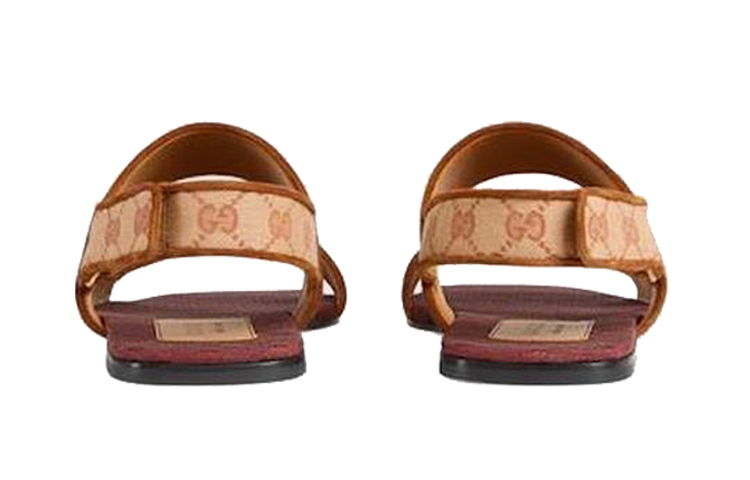Purchase Gucci GG Monogram Slingback Flat Sandals 'Tan Red' 574492-G1710-8371