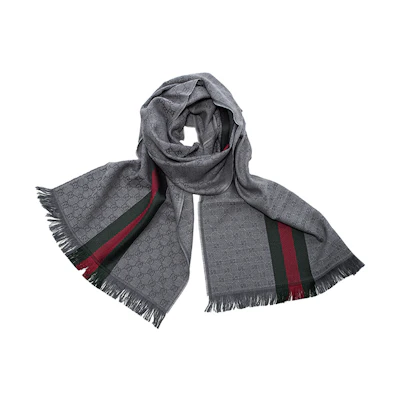 GUCCI GG Monogram Wool Scarf Unisex Striped Classic Collection 544620-4G704-1266