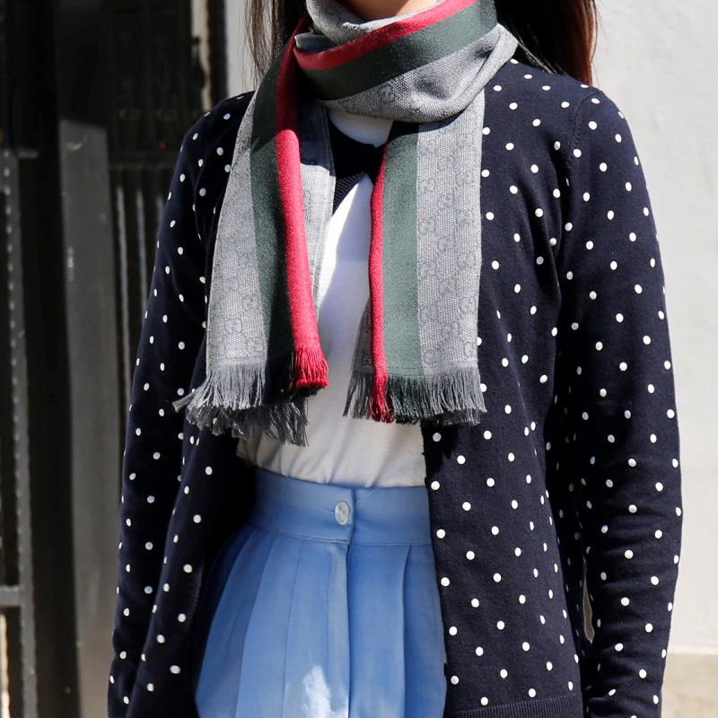 GUCCI GG Monogram Wool Scarf Unisex Striped Classic Collection 544620-4G704-1266 圖 6