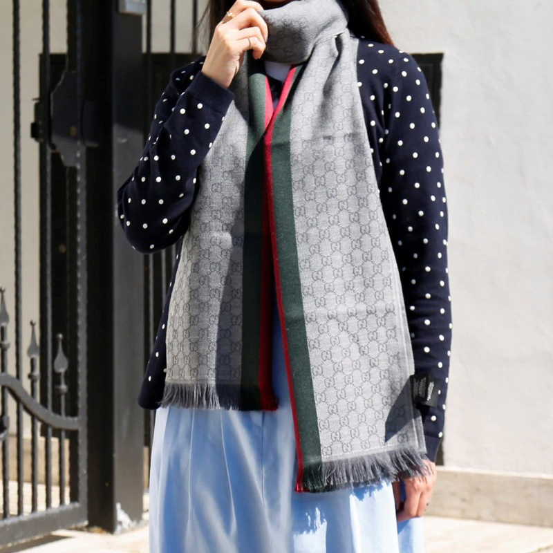 GUCCI GG Monogram Wool Scarf Unisex Striped Classic Collection 544620-4G704-1266 圖 7