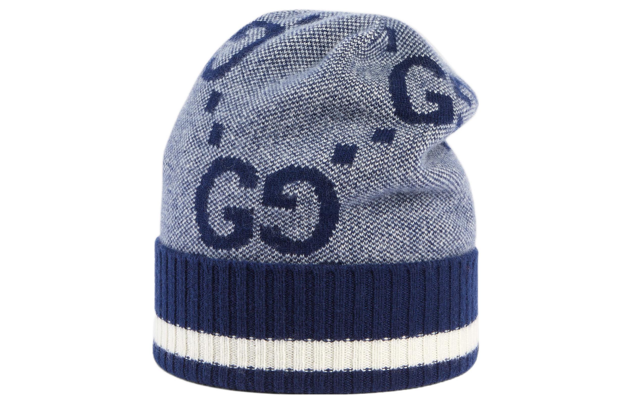 Lookbook GUCCI GG Pattern Ribbed Trim Striped Cashmere Knit Beanie for Men. 676827-4GABX-4178