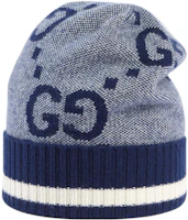 Lookbook GUCCI 男士GG圖案條紋邊羊絨針織帽 676827-4GABX-4178