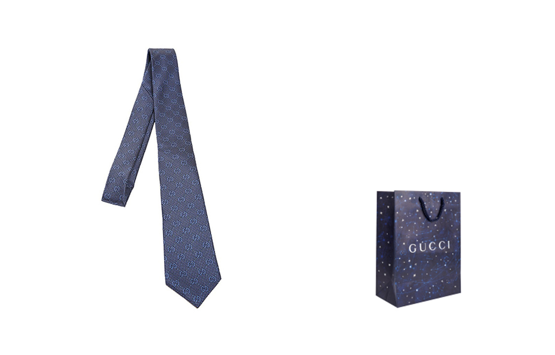 GUCCI GG Pattern Silk Tie Blue with Gift Box 408865-4E002-4369 圖 6