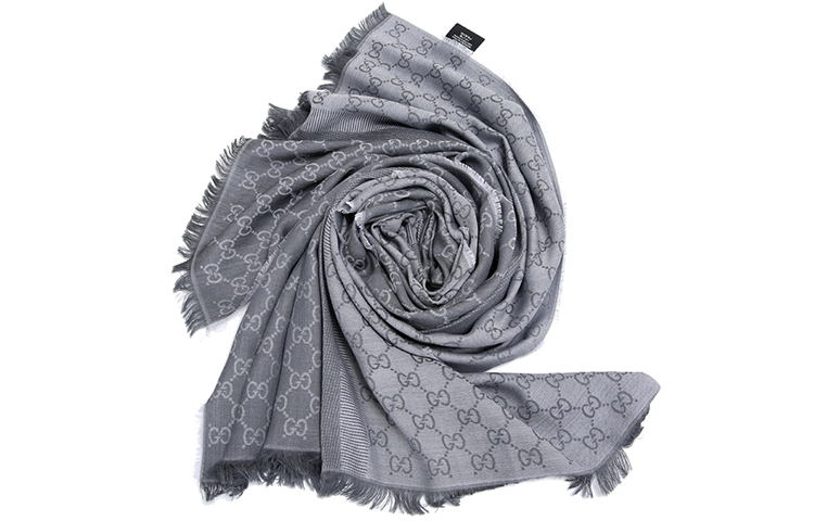 GUCCI GG Pattern Tassel Wool Scarf Unisex Couples Gray 282390-3G704-1962 圖 3