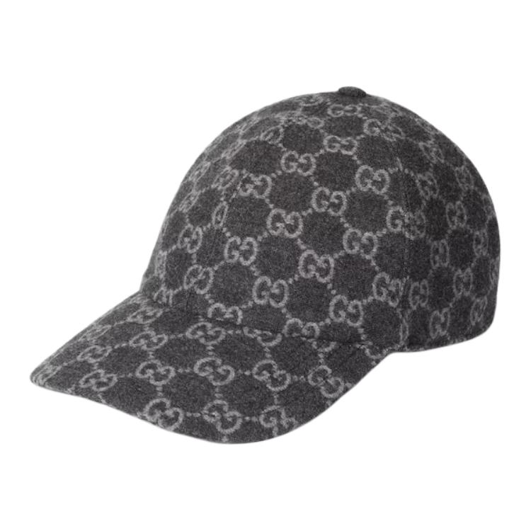 GUCCI GG Pattern Wool Baseball Cap  Dark Grey/Grey 7928274HBBU1060