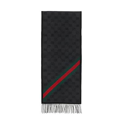 GUCCI GG Pattern Wool Knit Scarf Unisex情侣款 570603-3GB18-1466