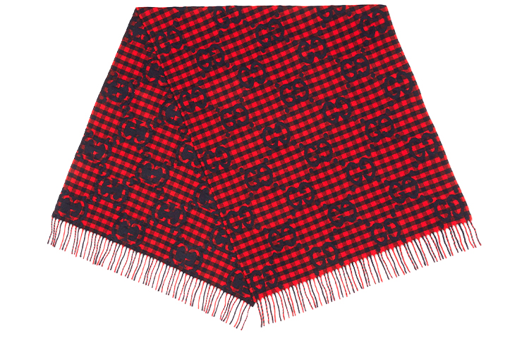 GUCCI GG Print Tassel Wool Scarf for Men Red 644365-4G718-6468 圖 4
