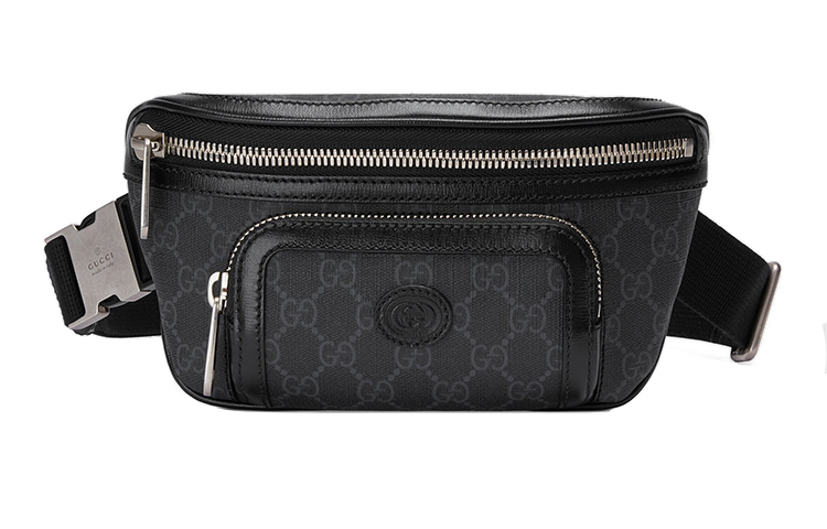 GUCCI GG Retro Logo Crossbody Canvas & Leather Waist Bag Black/Grey Mens. 682933-92THN-1000 (Needs to be removed from shelves)
