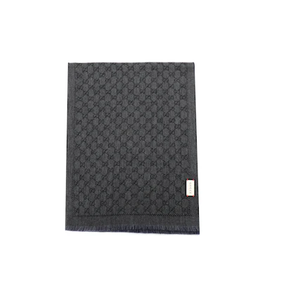 GUCCI GG Reversible Wool Scarf Blue/Grey 402093 4G200 1168