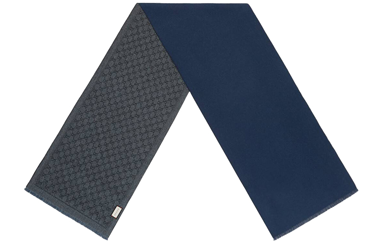 GUCCI GG Reversible Wool Scarf Blue/Grey 402093 4G200 1168 圖 2