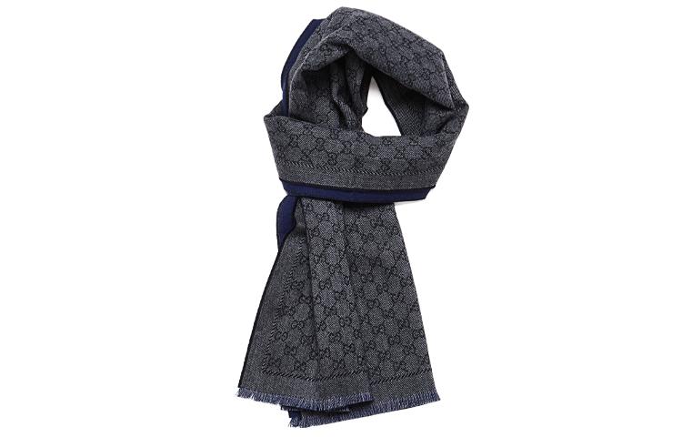 GUCCI GG Reversible Wool Scarf Blue/Grey 402093 4G200 1168 圖 3