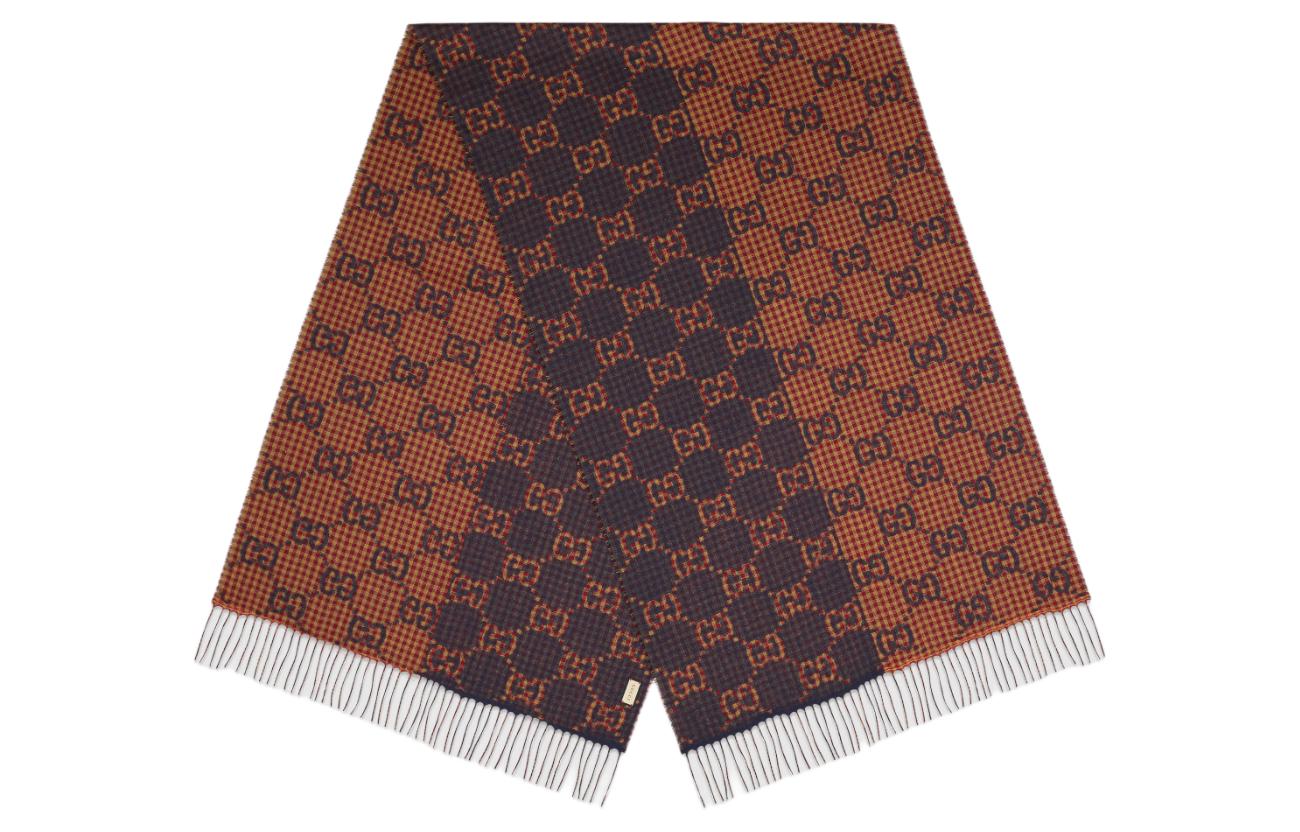 GUCCI GG Ribbed Knit Wool Scarf for Men in Blue. 7656224G2004978 圖 3