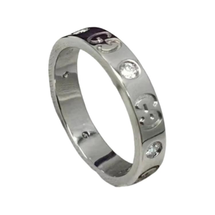 GUCCI GG Running Diamond 18k White Gold Ring Unisex Silver 660072-J8568-9066 圖 2