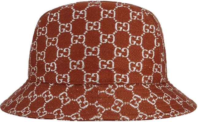 GUCCI GG Series Lame Logo Wool Jacquard Bucket Hat Unisex Rust Red 631951-3HK74-2500 Buy GUCCI GG Series Lame Logo Wool Jacquard Bucket Hat Unisex Rust Red 631951-3HK74-2500
