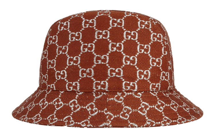 Order GUCCI GG Series Lame Logo Wool Jacquard Bucket Hat Unisex Rust Red 631951-3HK74-2500