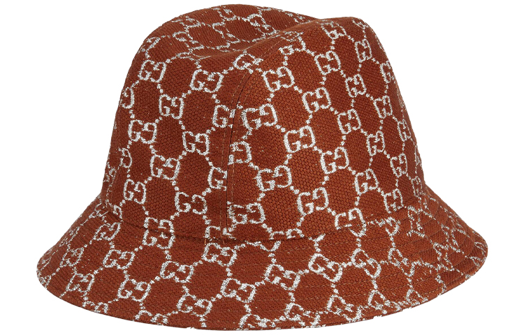 Lookbook GUCCI GG Series Lame Logo Wool Jacquard Bucket Hat Unisex Rust Red 631951-3HK74-2500
