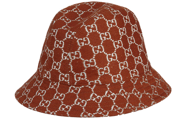 Shop GUCCI GG Series Lame Logo Wool Jacquard Bucket Hat Unisex Rust Red 631951-3HK74-2500