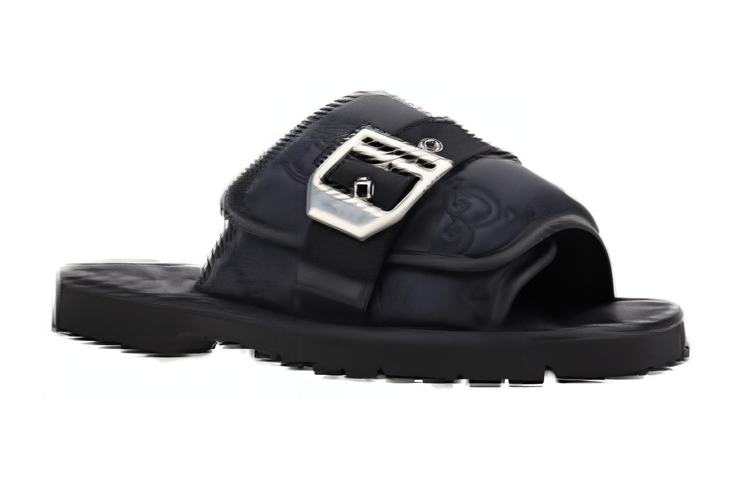 Lookbook 古驰 黑色皮革拖鞋 776792-FACL5-1000