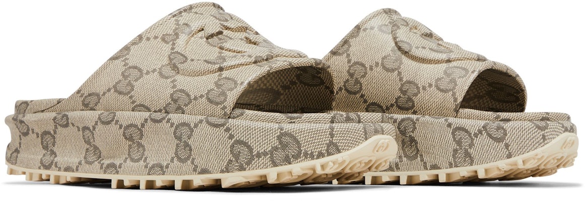Gucci GG 休閒拖鞋 '雙G互扣 - 米色深褐色' 725535-JAAC6-9742 Cheap Gucci GG 休閒拖鞋 '雙G互扣 - 米色深褐色' 725535-JAAC6-9742