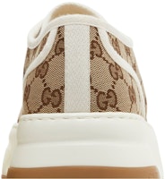 GUCCI古馳 帆布緞面 低幫綁帶 時尚運動鞋 5.5cm 男款 白棕 Sizing GUCCI古馳 帆布緞面 低幫綁帶 時尚運動鞋 5.5cm 男款 白棕