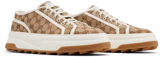 GUCCI古馳 帆布緞面 低幫綁帶 時尚運動鞋 5.5cm 男款 白棕 Cheap GUCCI古馳 帆布緞面 低幫綁帶 時尚運動鞋 5.5cm 男款 白棕