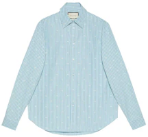 Gucci GG Stripe Long Sleeve Cotton Shirt Men Light Blue 625888-ZAFXS-4421 Gucci GG Stripe Long Sleeve Cotton Shirt Men Light Blue 625888-ZAFXS-4421