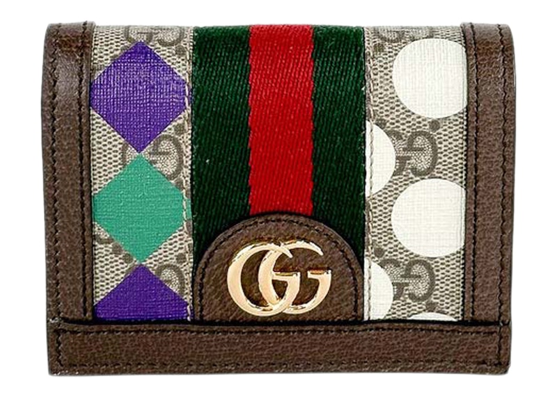 Gucci GG Supreme Ophidia Card Case Brown Multi