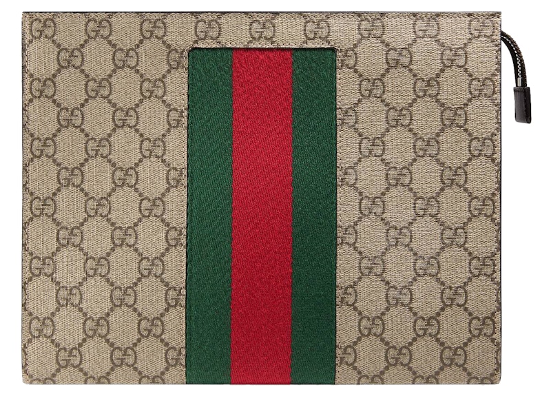 Gucci GG Supreme Web Pouch Beige/Ebony