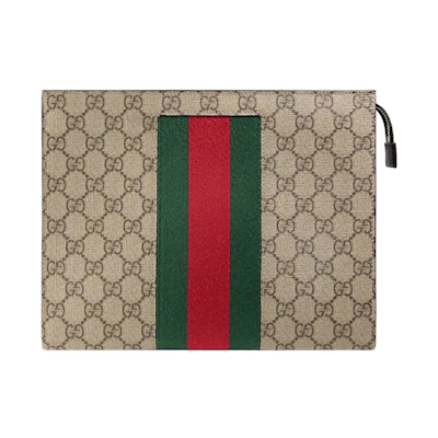 Gucci GG Supreme Web Pouch Beige/Ebony