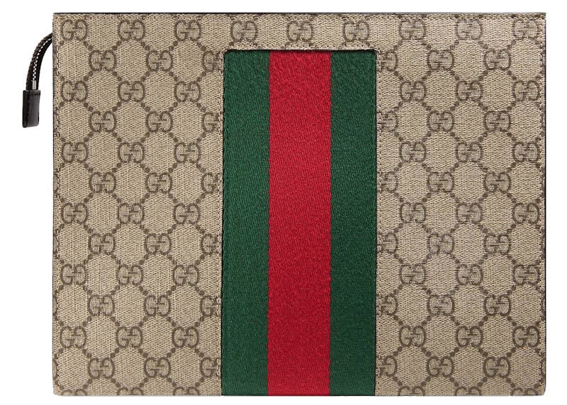 Order Gucci GG Supreme 網狀手拿包 米色/深褐色