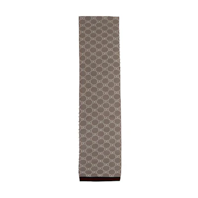 GUCCI GG Wool Scarf Grey/Beige Unisex Red Green Stripe Couples Edition 325806-3G206-2878