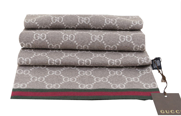 GUCCI GG Wool Scarf Grey/Beige Unisex Red Green Stripe Couples Edition 325806-3G206-2878 圖 3