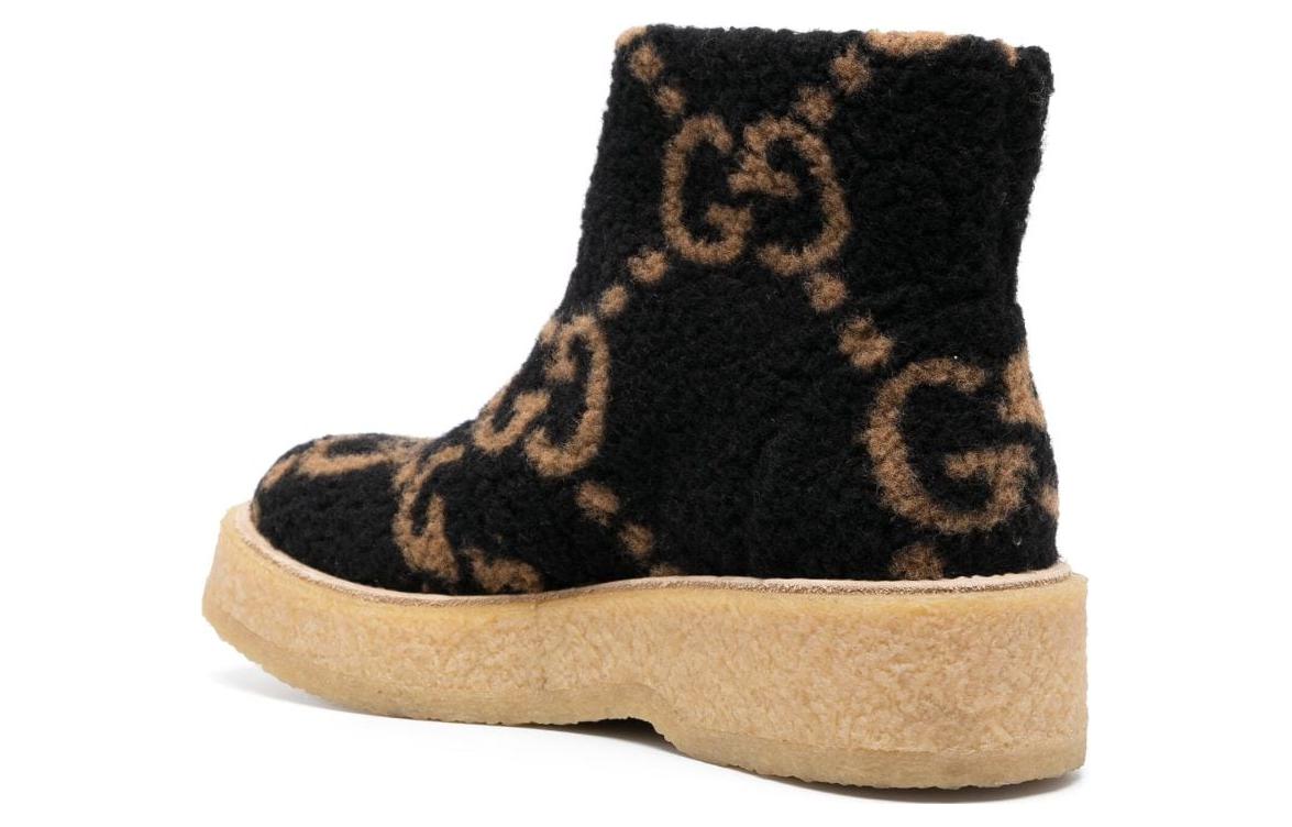 Gucci GG Supreme Faux-shearling Boots Beige 'Black' 圖 4