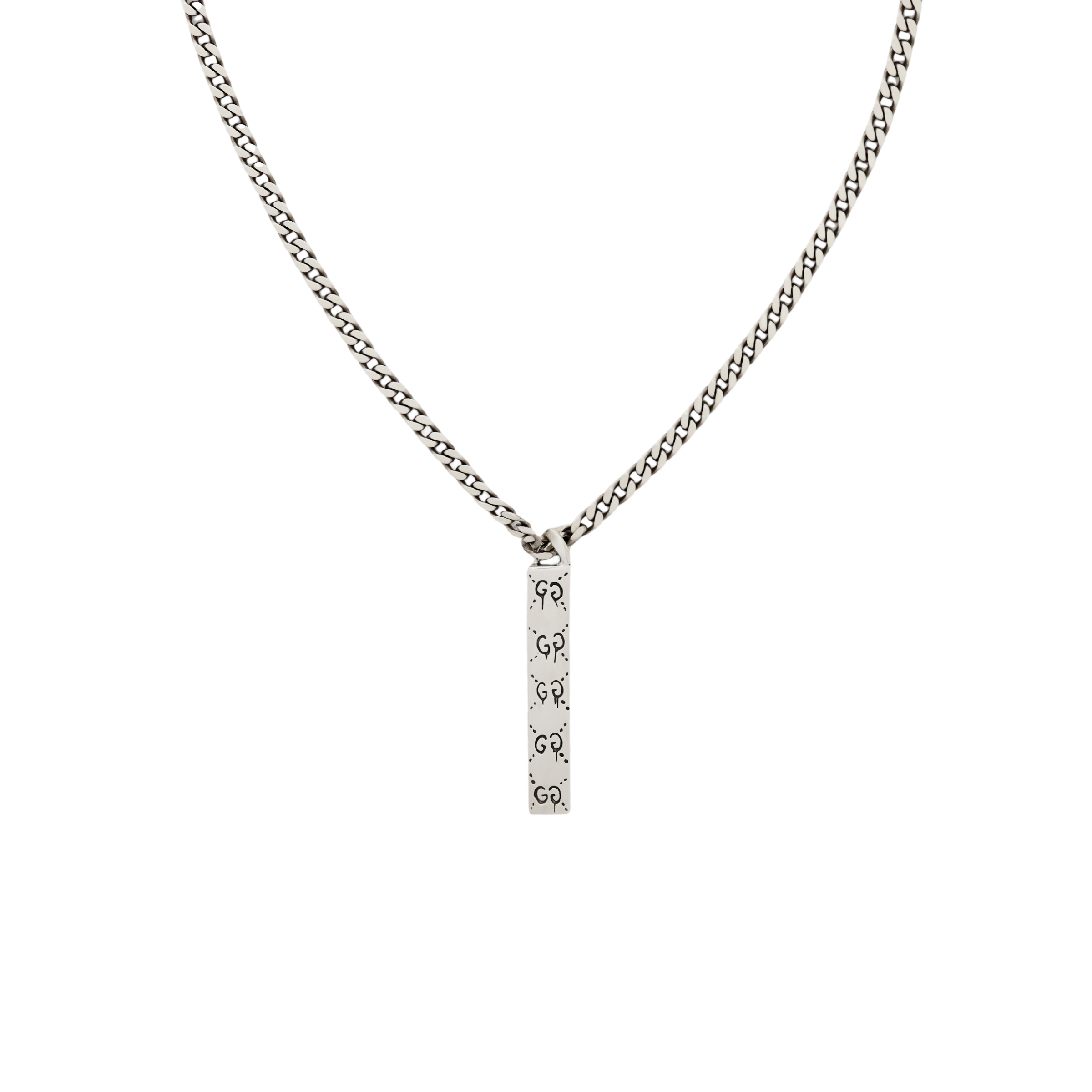 GUCCI Ghost 925 Silver Necklace Unisex Couple Style 455314-J8400-0701